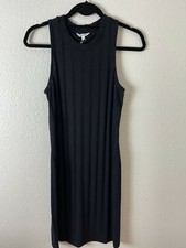 Splendid Collection Women's Ribbed Sleeveless Black Sweater Dress Sz Medium