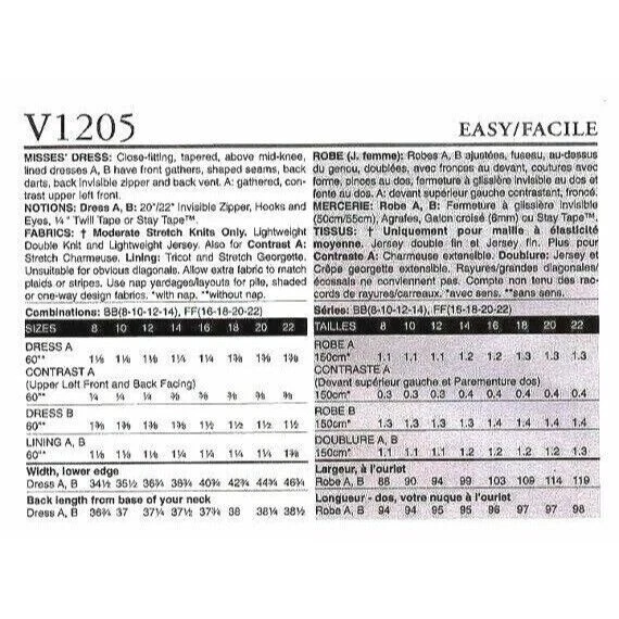 Sewing Pattern Vogue V1205 Women Dress Formal Holiday Party 8-14 Kay Ungee U/C - Image 3 of 4