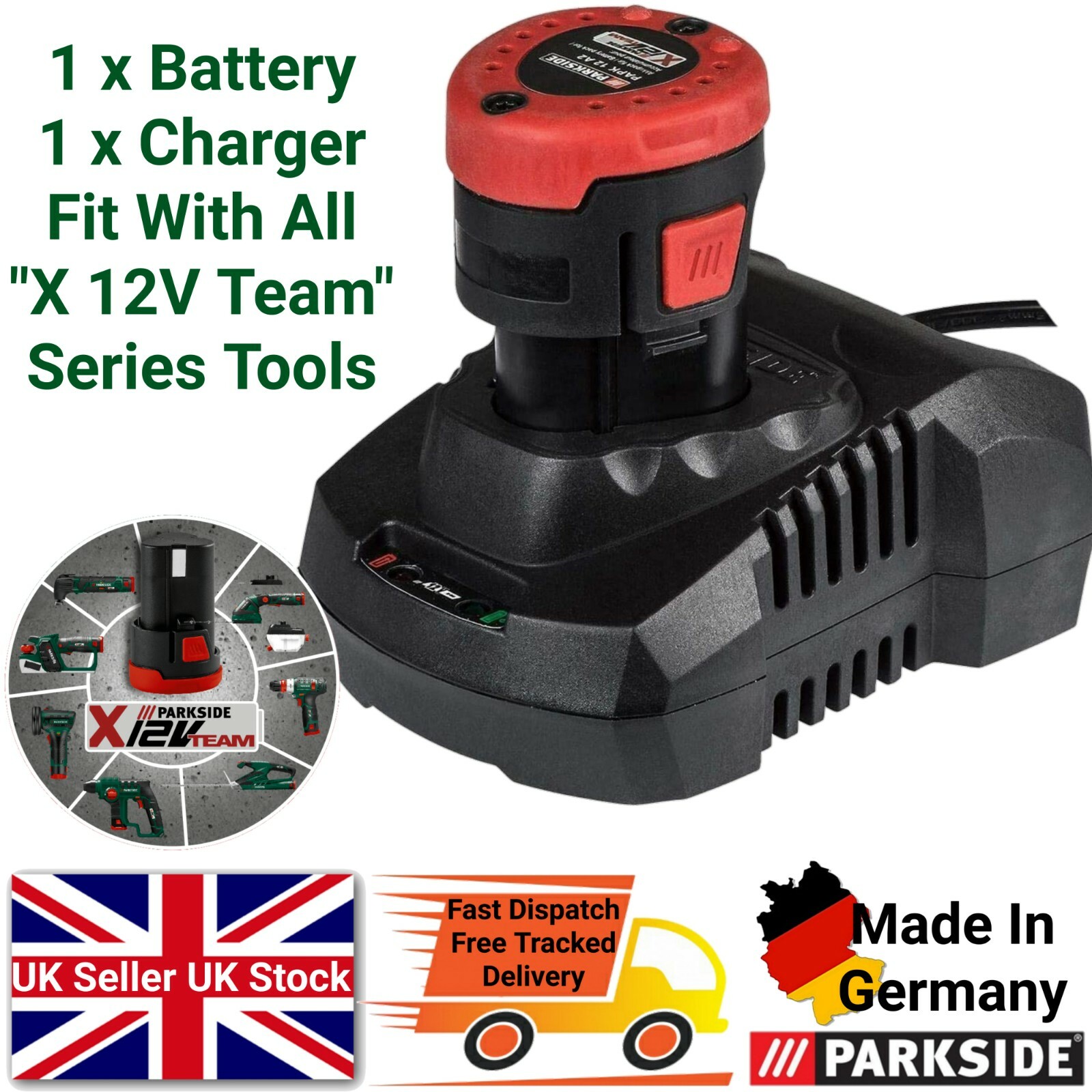 DIY Tools & Equipment Parkside 12v Battery 2ah Compatible With