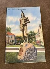 Postcard Statue of Massasoit, Plymouth, Massachusetts