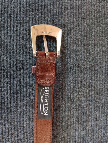 Cintura vintage Brighton tono argento concho pelle marrone western donna media 34 - Foto 13 di 17