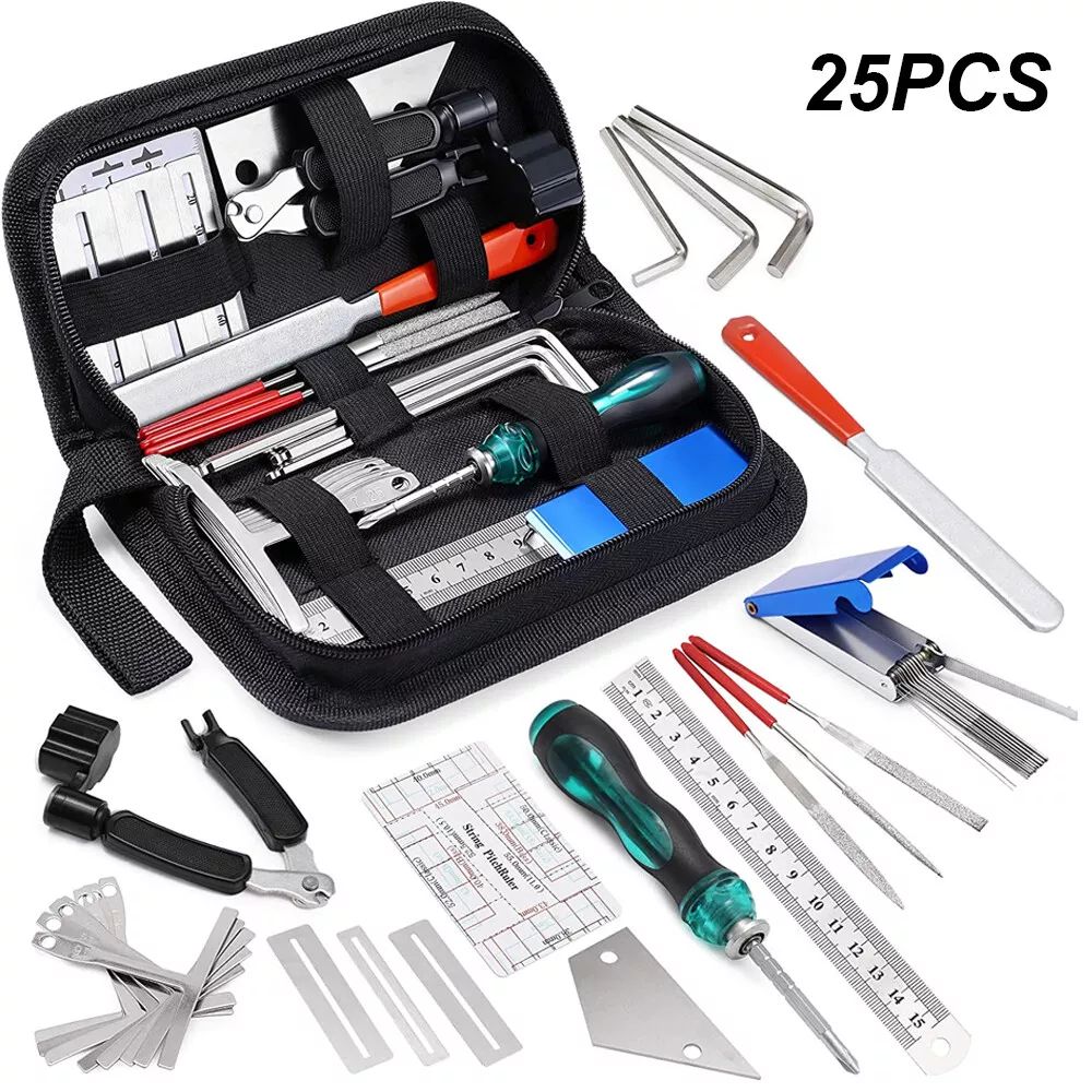 25PCS Luthier Guitar Repairing Maintenance Tool Kit with Cloth Bag Tools Pliers