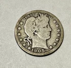 1905 Barber Quarter. 90% Silver. Good Condition. Charity Auction.