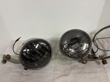 Pair Of Vintage Per-lux 200t Stainless Fog Lights Louvered 6 Heavy Duty Utility
