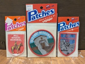 VTG 3x Lot Voyager Iron-on Travel Patches Mt. Rushmore Will Rogers Mem. Niagara 