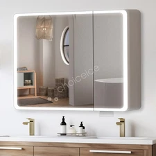 Lighted Medicine Cabinet with Mirror Wall Mounted Bathroom Cabinet LED Lights.