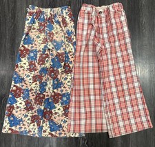 Vintage 70  s Kids Size 6 Plaid Bell Bottoms Garanimal