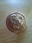 Vintage Brass 1800 relief floral shank button. Gold. Benedic Burnham backstamp