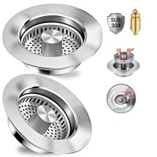 3 in 1 Kitchen Sink Drain Strainer,Pop up Sink Stopper Kitchen Drain, Anti-Cl...