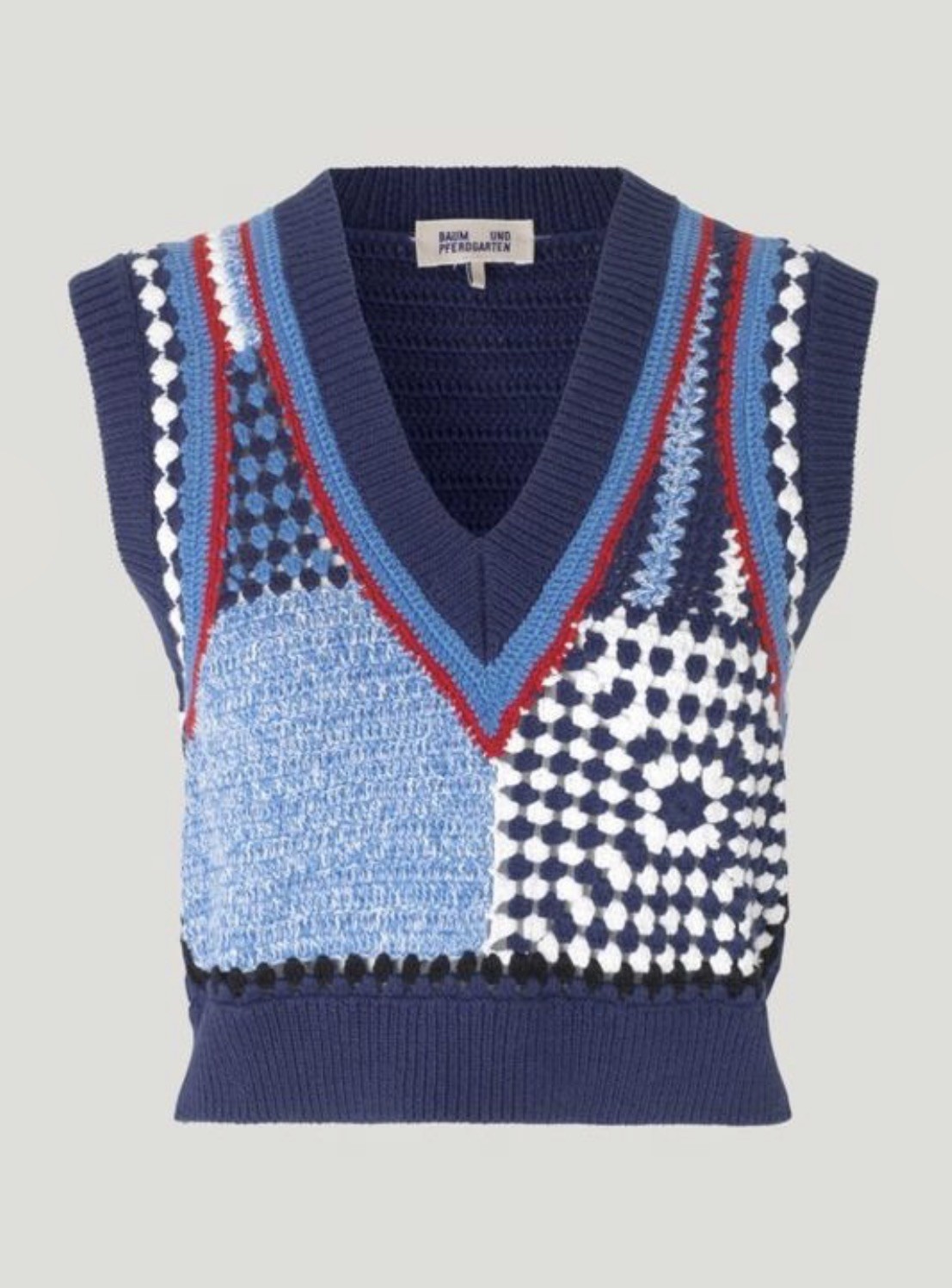 Baum Und Pferdgarten Cicilla Sweater Vest Crochet Navy Blue - Medium