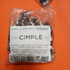 The Cimple Co Connector Coaxial Cable Compression Fitting CMP-CONN-RG59-COMP-50P