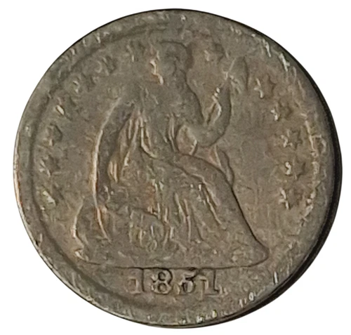 1851-O Seated Liberty Half Dime – New Orleans Silver Coin – Circulated #989