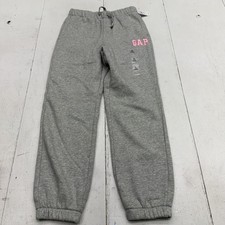 Gap Pants Girls 12 Gray Fleece Sweatpants Jogger Elastic Waist Logo Warm