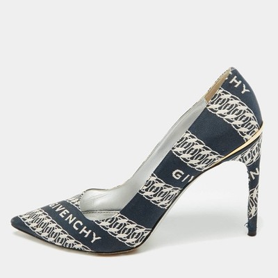 Givenchy GChain Size 39 Navy BlueWhite Canvas Givenchy Chain Pumps