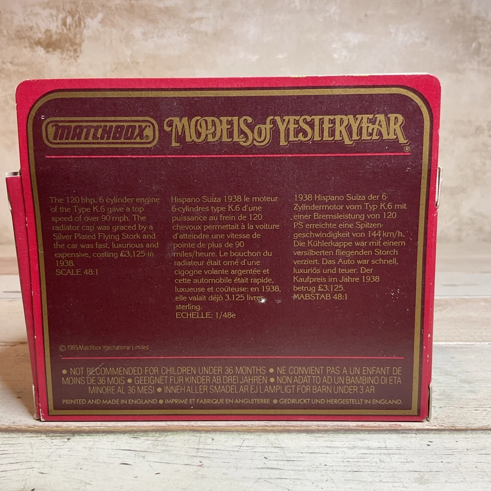 Matchbox Y-17 1938 Hispano Suiza, Includes Background, MODELS OF YESTERYEAR - Image 3 of 3