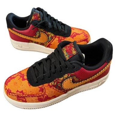 Nike Air Force 1 '07 PRM 3 Men's Shoes Gym Red/Orange Peel-Black size 6 NIB