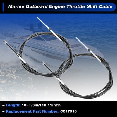 2pcs 10FT GEN1 Boat Outboard Throttle Shift Cable for Mercury Engine CC179 Black
