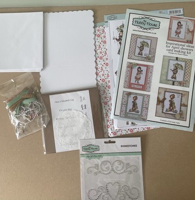 Hobbyhaus komplettes Kartenbastelset Aprilschauer mit Verzierungen Basteln