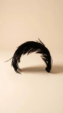 Vintage Black Feather Fascinator   Mid Century Curved Headpiece Cocktail Hat