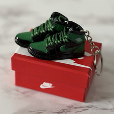 Pair of Nike Mini Trainer Shoe Keyring Plastic Green Split Ring Charm.