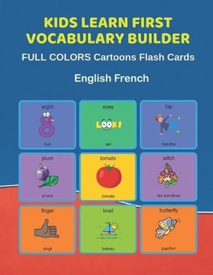 Kids Learn First Vocabulary Builder FULL COLORS Cartoons Flash Cards English Fre