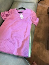 NWT  Mary Square Orchid Dress Puff Sleeves, Ribbon Trim,  Size L