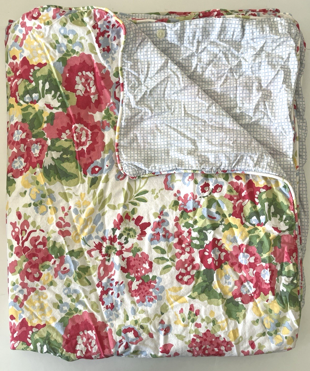 Ralph Lauren Full Queen Duvet Cover Bright Floral Cottage Plaid