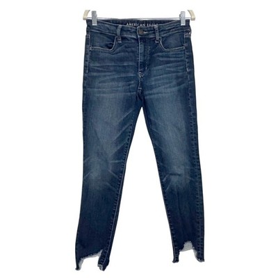 American Eagle Ne(x)t Level Stretch Jegging Crop Jeans Dark Wash Frayed Hem 6R