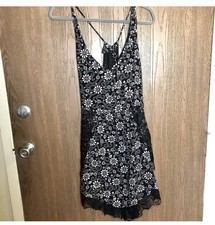 Catchme Navy Peach Floral Lace Dress