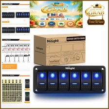 6 Gang Aluminum Rocker Switch Panel Blue Backlit 12v 24v Pre-wired 6 Gang Aluminum Rocker Switch Panel Blue Backlit 12v 24v Pre-wired