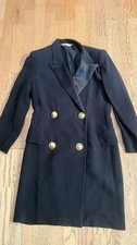 VINTAGE MAX MARA BLACK DOUBLE BREASTED BLAZER COAT DRESS W GOLD BUTTONS IT 42