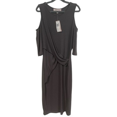 Philosophy Republic Clothing Cold Shoulder Draped Ribbed Dress Artist Graphite S