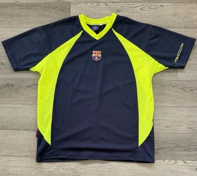 FCB Barcelona Jersey Men s Sz XL Navy Neon Yellow Futbol Roger Official EUC  