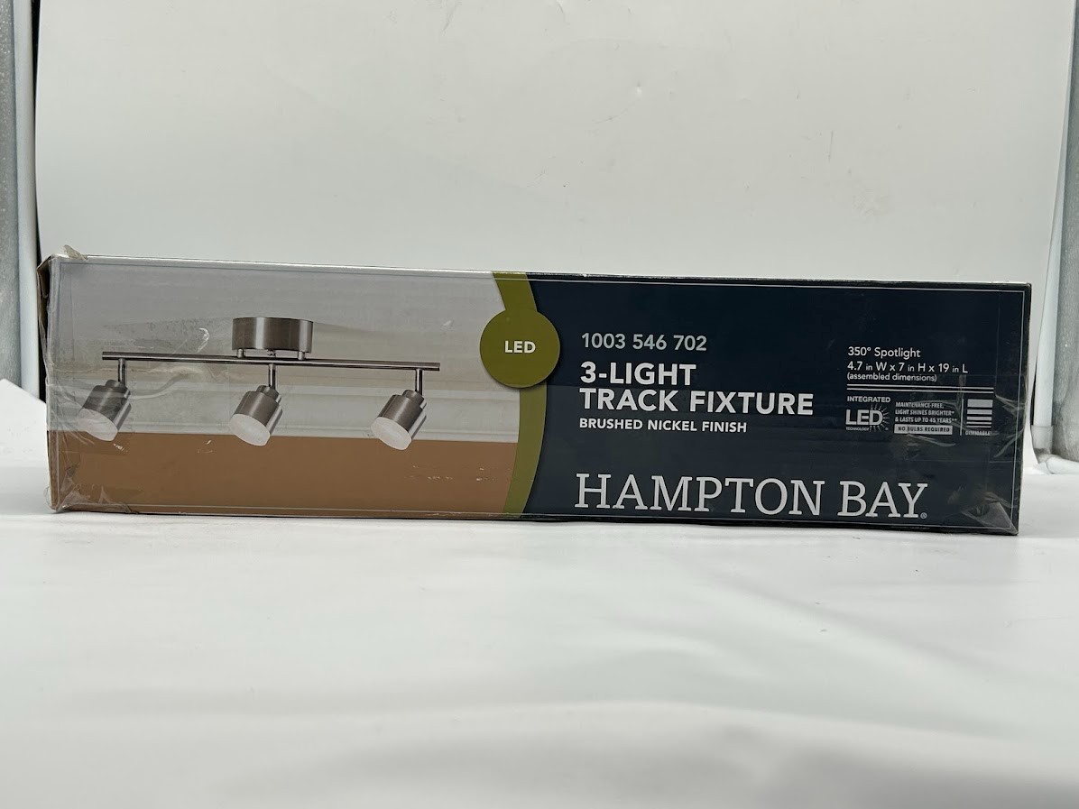 Hampton Bay 19in 3-Light Track Fixture Lighting Kit Brushed Nickel Finish
