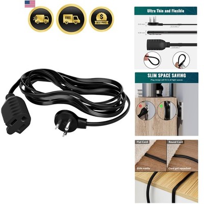 Flat Plug Extension Cord 12 Ft with Slim Space-Saving Plug Design, Thin Flat ...