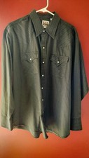 Ely Cattleman Mens Vintage Western Cowboy Shirt Black Pearl Snap Buttons XL