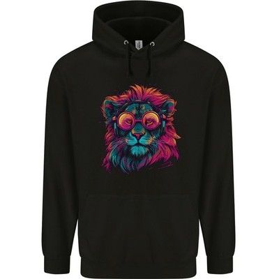 A Retrowave Löwe Kinder Kapuzenpulli