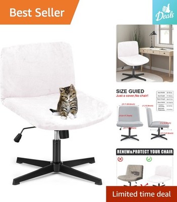 Luxurious Velvet Stretch Cover for Armless Wide Seat Office Chairs in Off White