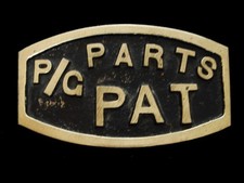 NF13153N VINTAGE 1970s  P/G PARTS PAT  BRUSHED SOLID BRASS BELT BUCKLE