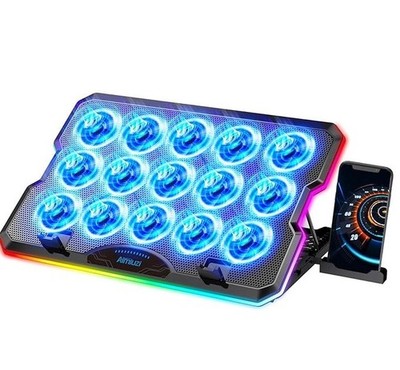 AIMIUZI Laptop Cooling Pad F15 Gaming Laptop Lüfter Kühler mit 15 leisen Lüftern RGB