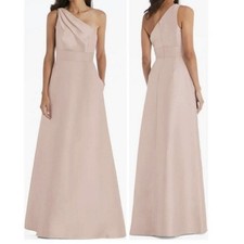 Alfred Sung Satin Twill One Shoulder Formal Gown Size 4 New Bridesmaid Party