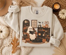 Halloween Ghost Reading Fall Sweatshirt