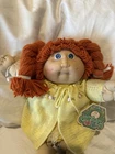 Vintage Cabbage Patch Kid Doll Red Yarn Hair Pigtails Tag Birth Certificate