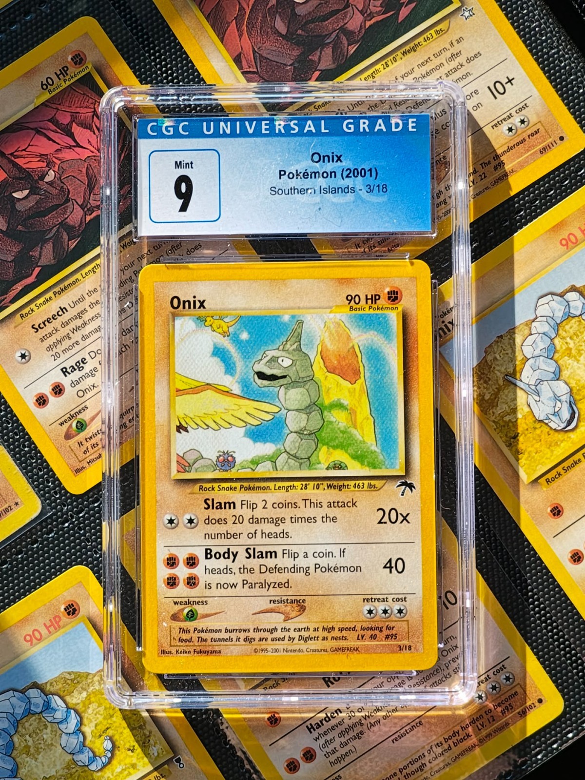2001 Onix 3/18 Southern Islands Pokemon Card Graded 9 w/ cameos