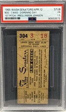 1965 Washington Senators -- Pres. Lyndon Johnson first pitch -- PSA TICKET STUB