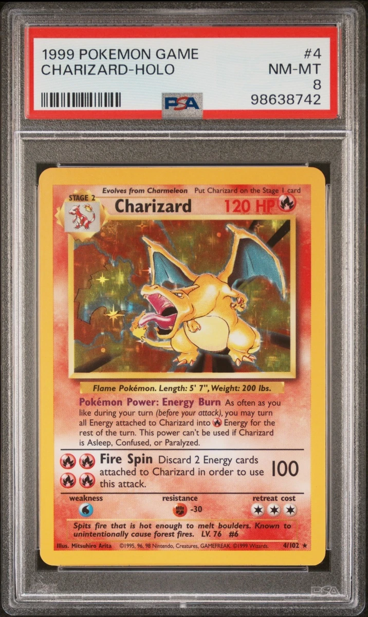Pokémon TCG Base Set Charizard Grade 8 Individual Collectible Card