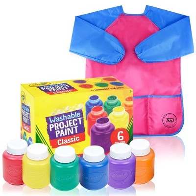 Kids Painting Set, Washable Paint for Kids 6 Colors, Painting Smock, Non Toxi...