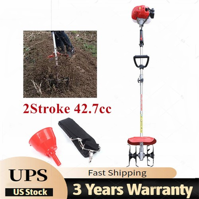 #ad 51.7CC 2 Stroke Mini Gas Powered Tiller Cultivator Rototiller Garden Farm Tiller $164.79