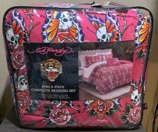 Ed Hardy Skull Butterflies & Roses KING 8pc S...