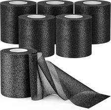 AYNAUHX 6 Pack Pre Wrap for Hair Soccer, Black Athletic Prewrap Tape Headbands
